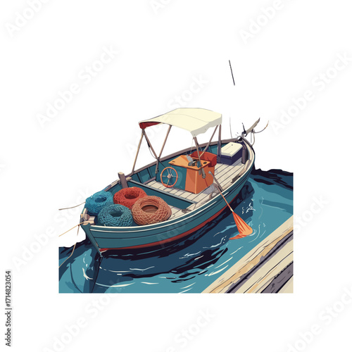 Fishing Boat Clip Art Vector Illustration