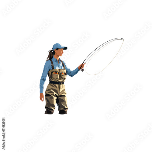 Female Fly Fisher Casting Line | Nature Fishing

