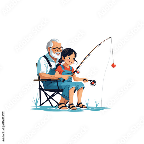 Grandfather and Granddaughter Fishing | Family Bonding Time
