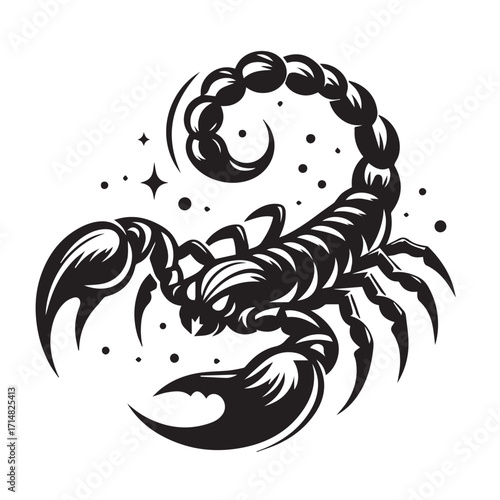 black and white scorpion vector logo