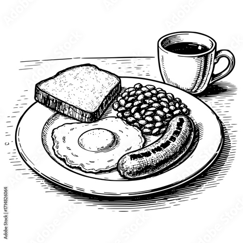 Fresh croissant and coffee on a white plate are a delicious breakfast pastry