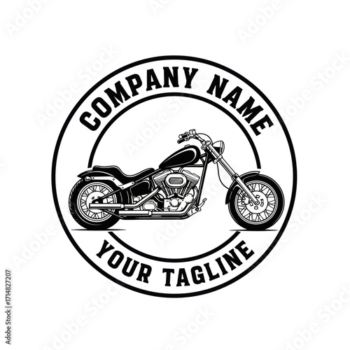Motorcycle logo design in a round emblem.