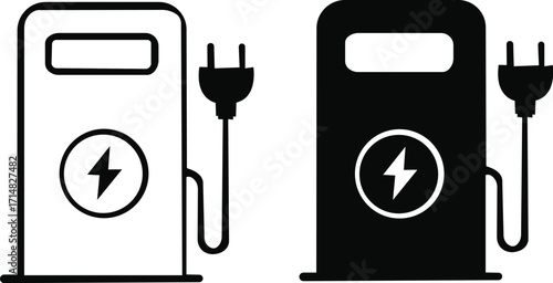 Charging vehicle plug icons set,Electric vehicle charging point icons. EV car, green hybrid vehicle charging station symbol. charging station icon, electric vehicle charging device