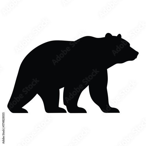 A striking black bear form shown in a bold silhouette