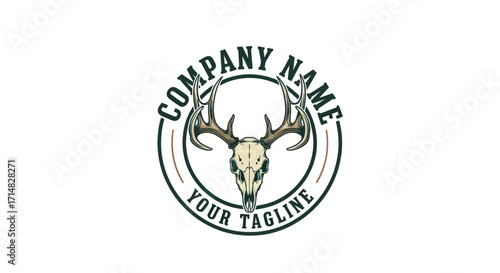 A detailed description of the image, between 6 and 180 characters, without keyword lists.     *   The image shows a deer skull with antlers, enclosed in a ci...