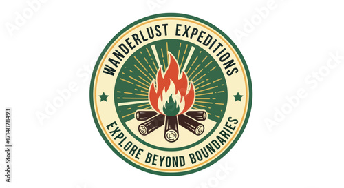 Wanderlust Expeditions logo featuring a campfire and radiating lines.