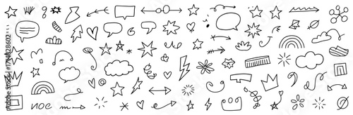 Hand-drawn Doodle Set Cute and Quirky Design Elements for Social Media Planners and More