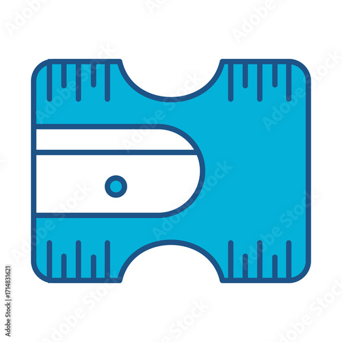Pencil Sharpener Icon In Blue Monochrome Flat Design, Vector Illustration