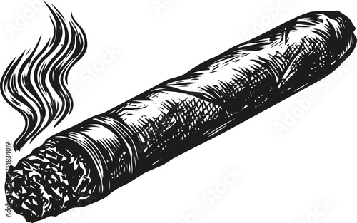 Cigar sketch hand drawn style with smoke isolated on white — stock vector