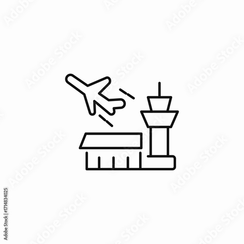 airport building with airplane icon sign vector