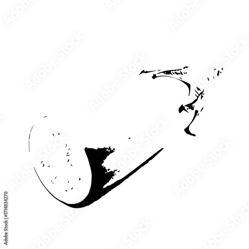 Minimalist black and white abstract eye sketch with high-contrast silhouette.