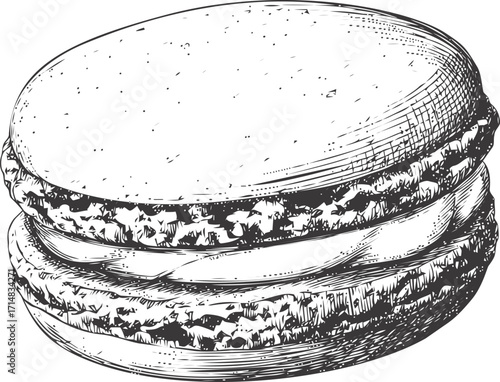 Macaron sketch hand drawn style detailed dessert pastry illustration — stock vector