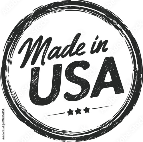 Made in USA badge sketch hand drawn circular stamp with stars — stock vector