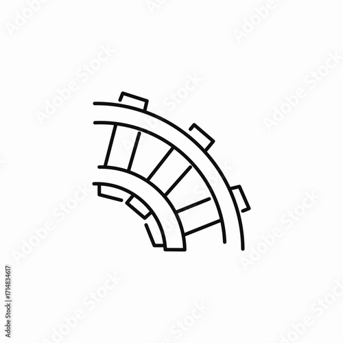 curved railroad tracks icon sign vector