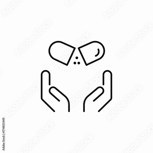 hands holding medication icon sign vector