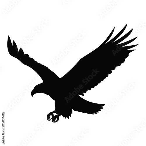A striking depiction of a bird of prey in flight silhouette