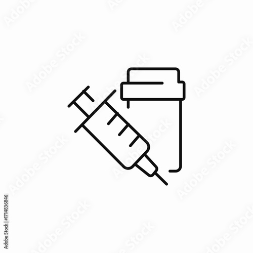 syringe and vial icon sign vector