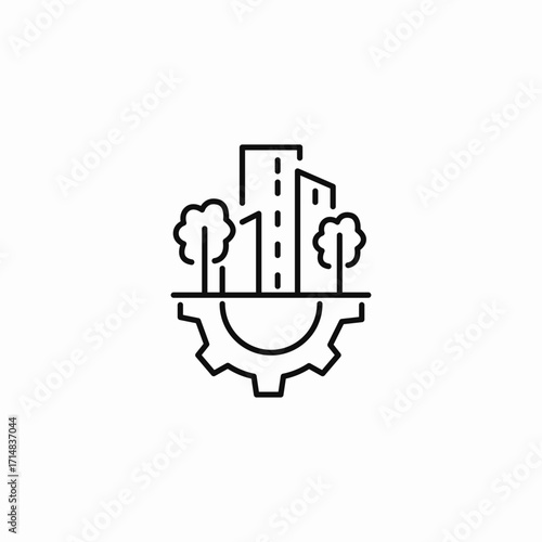 urban green manufacturing icon sign vector