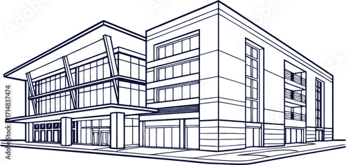 Modern house architectural sketch. architectural drawing. House blueprint, architectural drawing of a two-story home. Detailed house outline drawing home building isolated vector illustration png