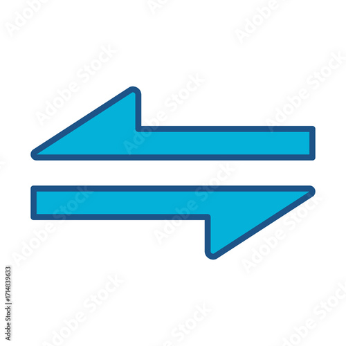 Transformation Icon In Blue Monochrome Flat Design, Vector Illustration