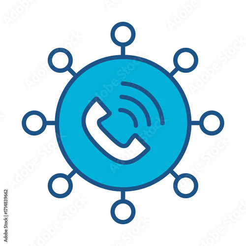 Future Technology Icon In Blue Monochrome Flat Design, Vector Illustration