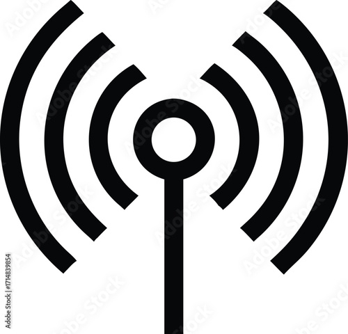 Wi-Fi Outline Vector Icon for Wireless Network and Internet Access, Flat Vector Icon on White Background

