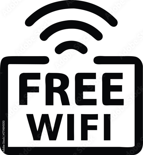 Free Wi-Fi Outline Vector Icon for Public Hotspot and Wireless Internet Access

