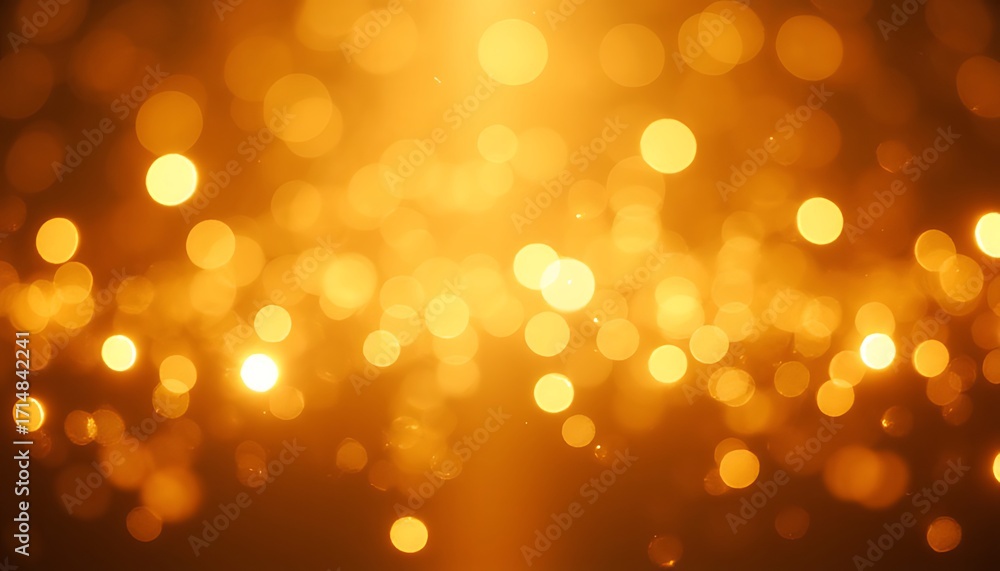 Fototapeta premium Warm golden bokeh lights create a soft blurred abstract background image