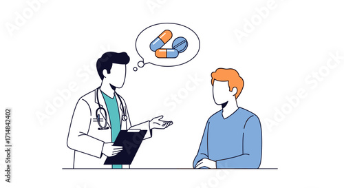 A doctor is discussing medication options with a patient during a consultation.