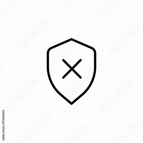 shield with an x icon sign vector