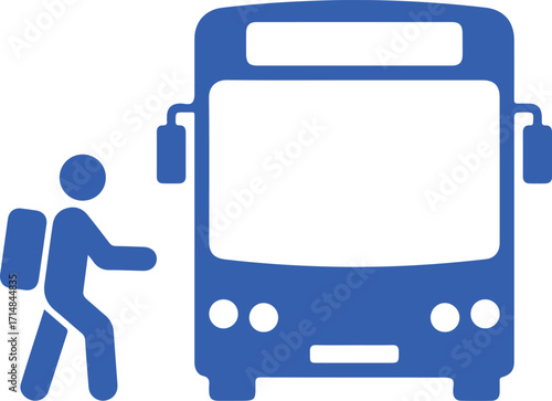 bus stop sign, vector  illustration of a bus, Student boarding school bus icon illustration, School bus with student boarding icon, Student getting on bus vector illustration, Public transport bus 