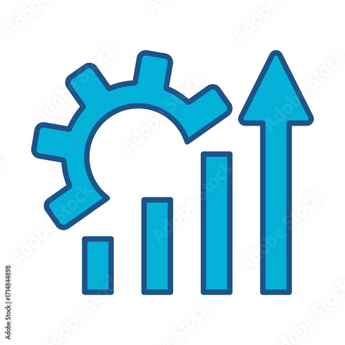 Performance Icon In Blue Monochrome Flat Design, Vector Illustration