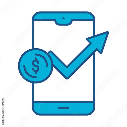 Performance Icon In Blue Monochrome Flat Design, Vector Illustration