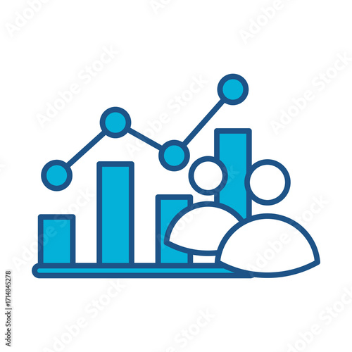 Demand Icon In Blue Monochrome Flat Design, Vector Illustration