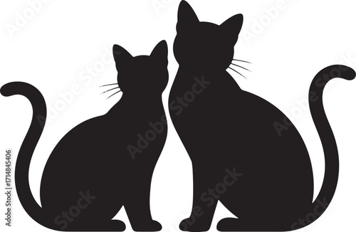 Two black cat silhouettes sitting side by side animal 1