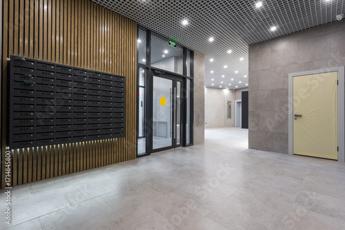 mailboxes in the lobby of an apartment building