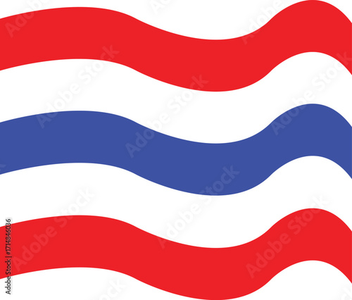 Abstract wavy stripes in red white and blue colors