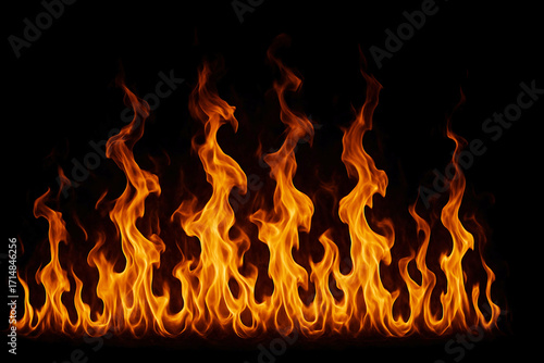 Dynamic flames burning brightly against a dark, mysterious background