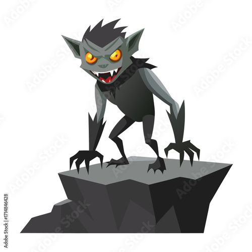 Menacing Fantasy Creature on Rock