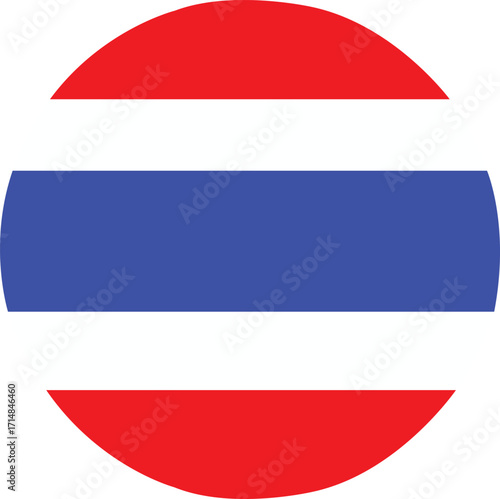 Circular thai flag design with red white and blue stripes