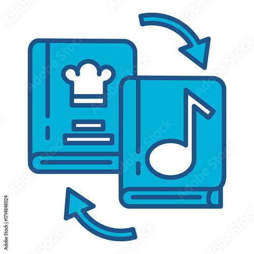 Literature Review Icon In Blue Monochrome Flat Design, Vector Illustration