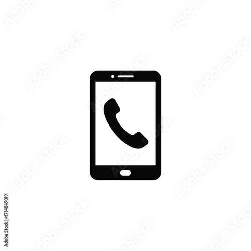 Smartphone icon with telephone receiver symbol for mobile communication on a white background. EPS 10.