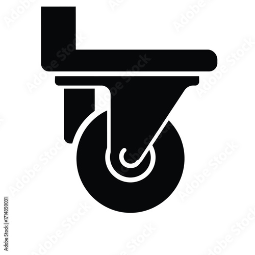 Silhouette of caster wheel with bracket and spokes for mobility design on a white background. EPS 10.