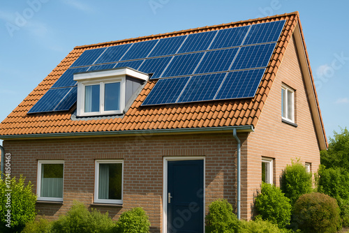 Modern home with solar panels reducing carbon footprint beautifully