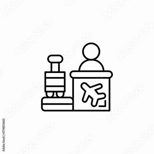 airport check-in counter icon sign vector