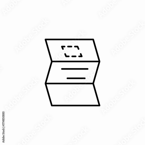 brochure with dashed box icon sign vector