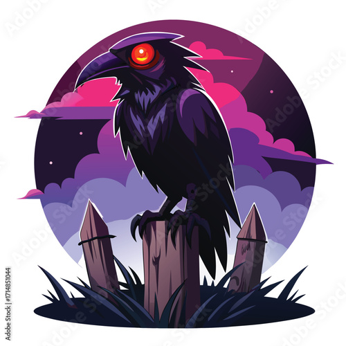 Mysterious Raven with Glowing Eyes
