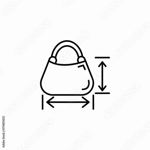 handbag dimensions measurement icon sign vector