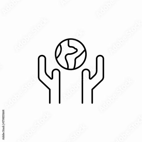 hands holding globe icon sign vector
