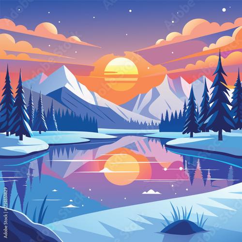 Winter Mountain Sunset